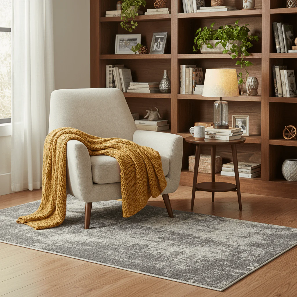 Grey & Cream Abstract Distressed Jod Carpet | Modern Luxury Area Rug | 80 × 150 cm | - Image 3