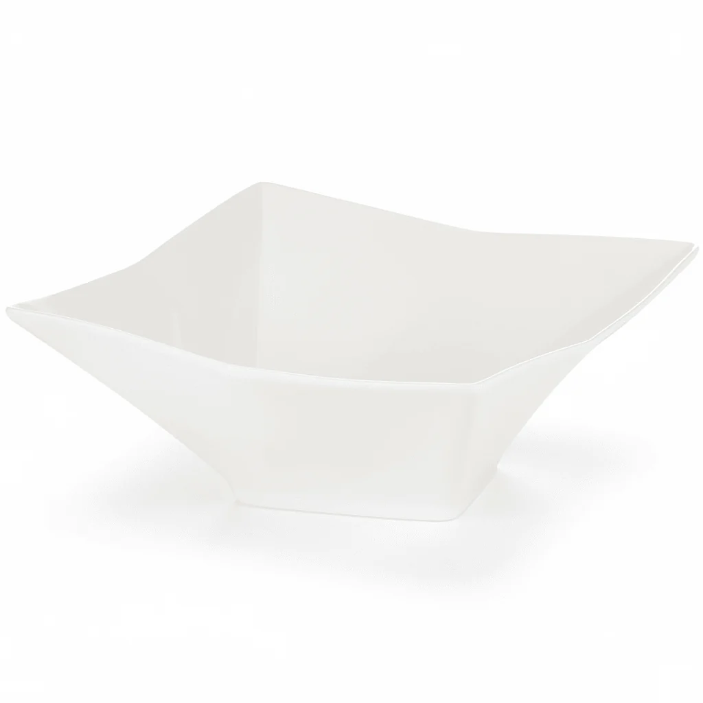 Symphony White Ceramic Square Bowl for Dining – 21 cm