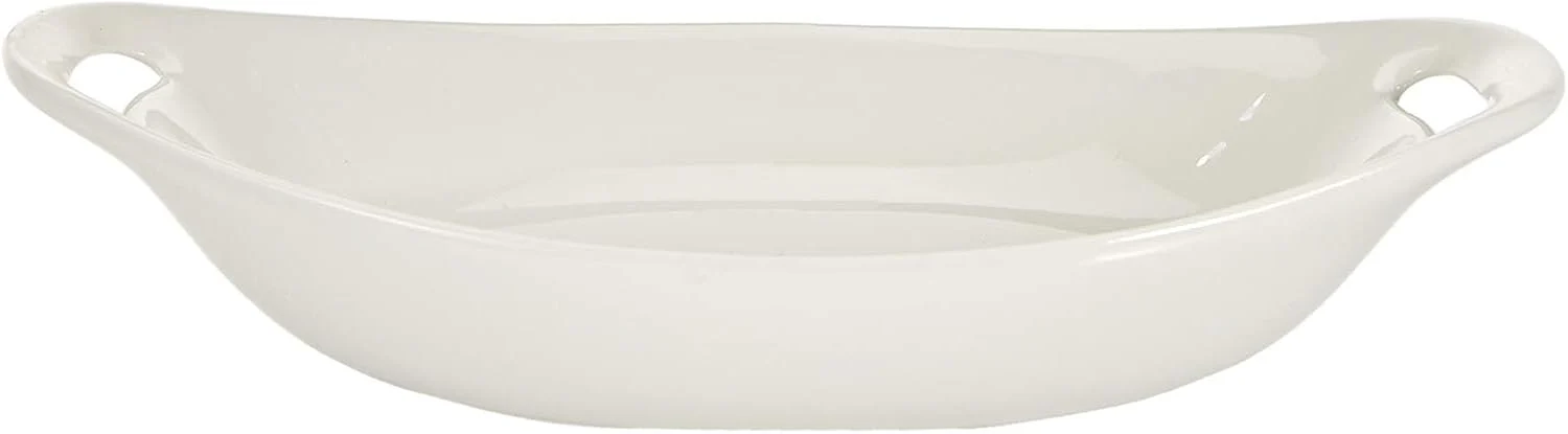 Symphony White Ceramic Oval Gratin Dish – 25 cm Handled Serving Dish