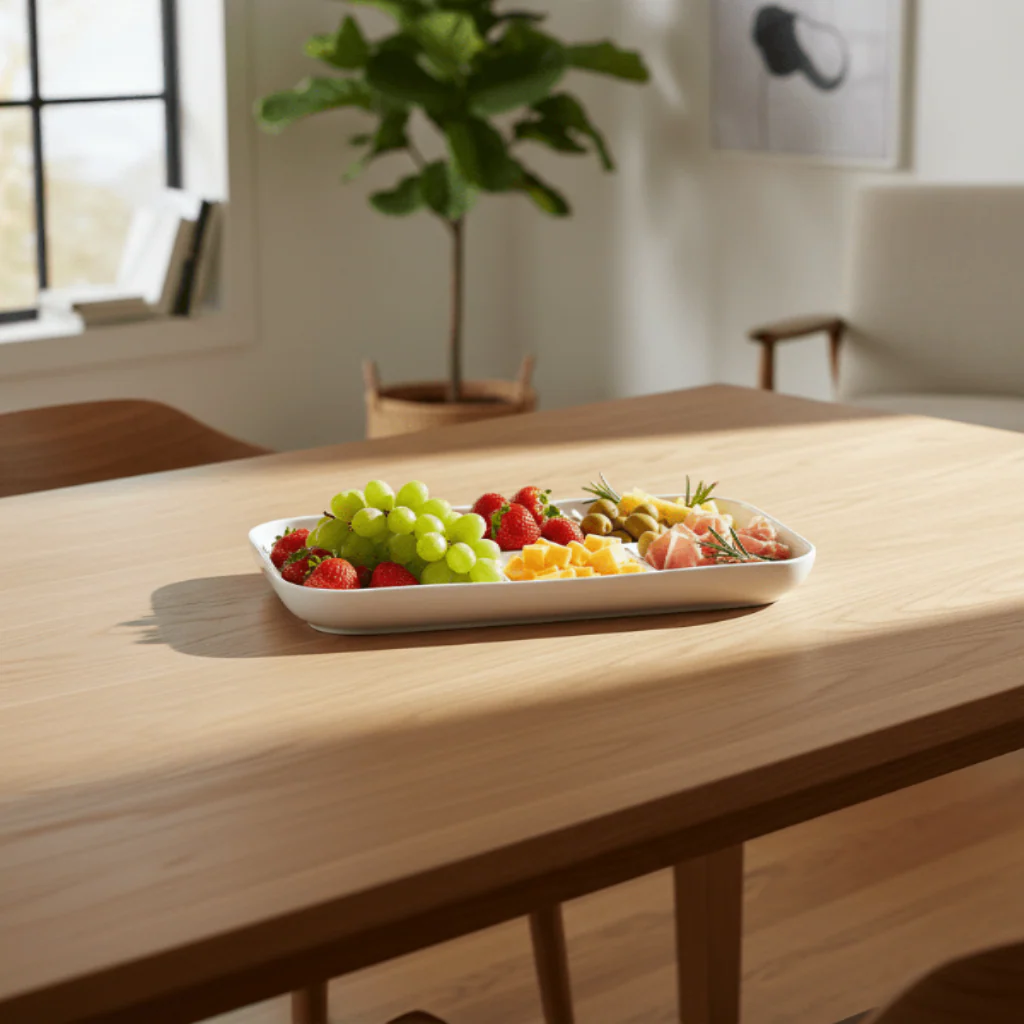 Symphony Collection – 32.5 x 19.5 x 3 cm White Ceramic Spiro Serving Platter - Image 2