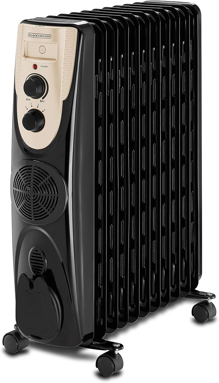 Black & Decker 2500W 11 Fin Oil Radiator Heater with Fan Forced Black OR011FD-B5