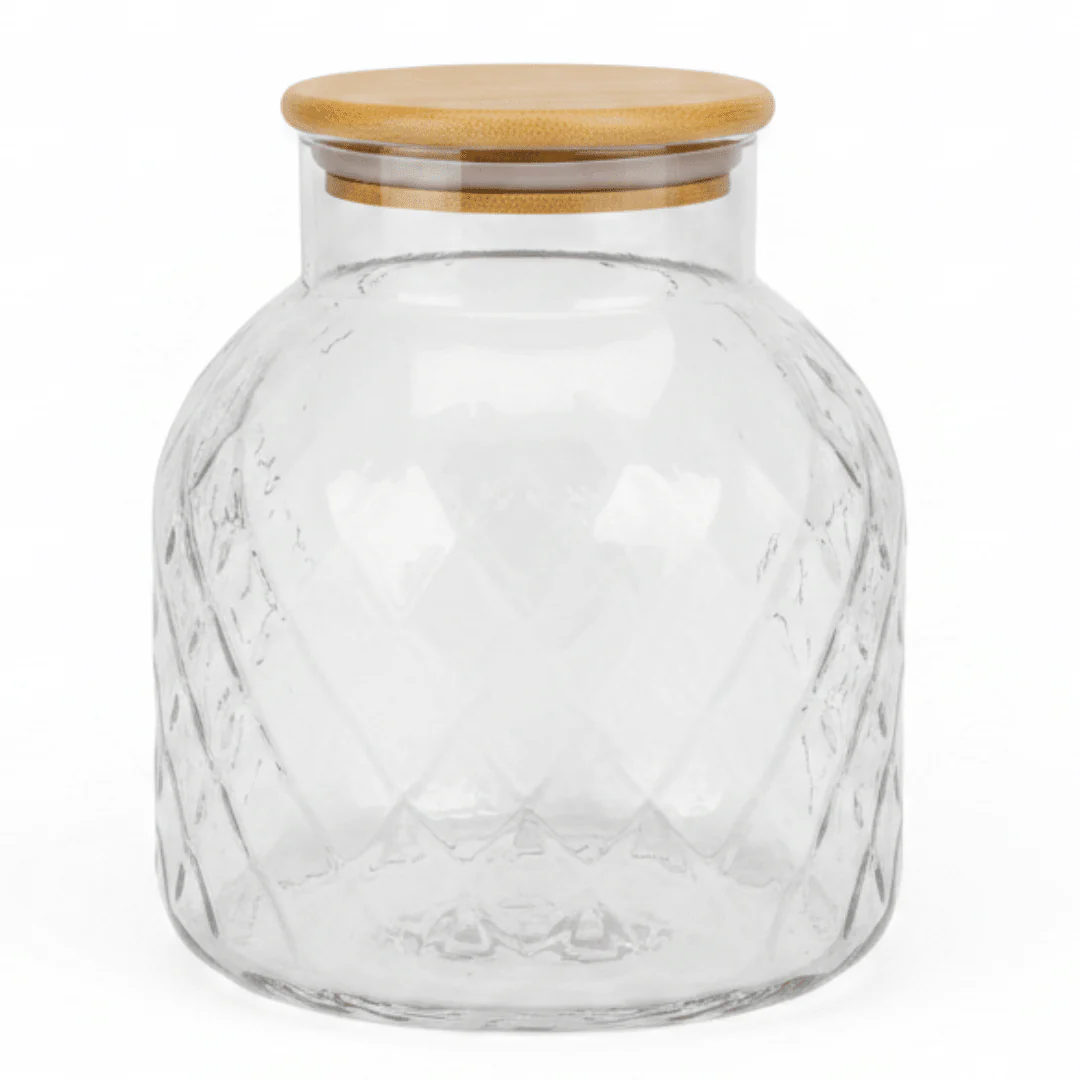 Hamid Glass Canister with Wooden Lid - 1500ml