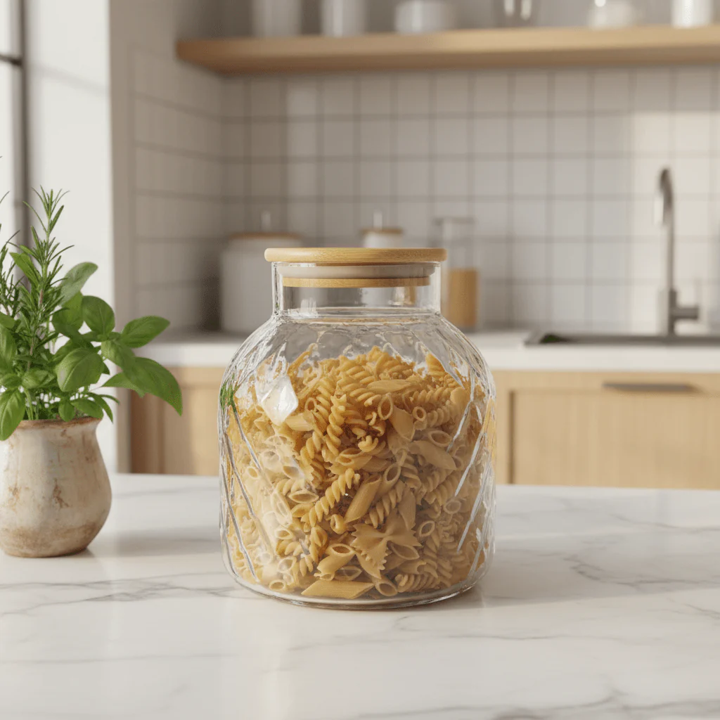 Hamid Glass Canister with Wooden Lid - 1500ml - Image 2