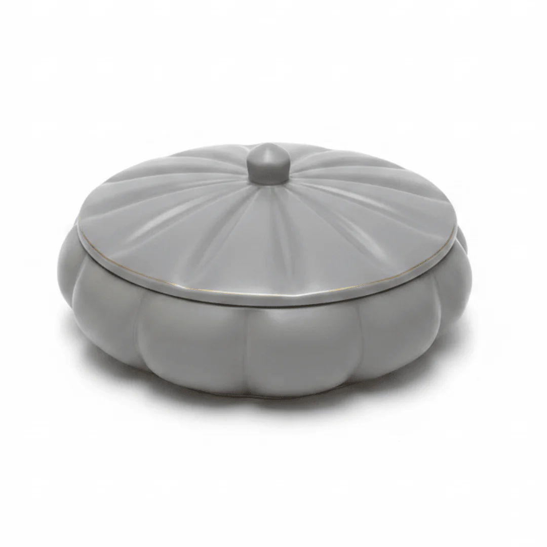Hamid White Ceramic Candy Box with Lid | Scalloped Petal Design | 10.25cm - Image 6