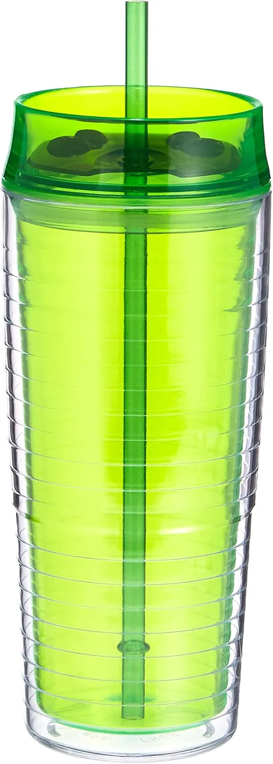 Harmony 2724623307466 600ml bottle with lid and straw - green