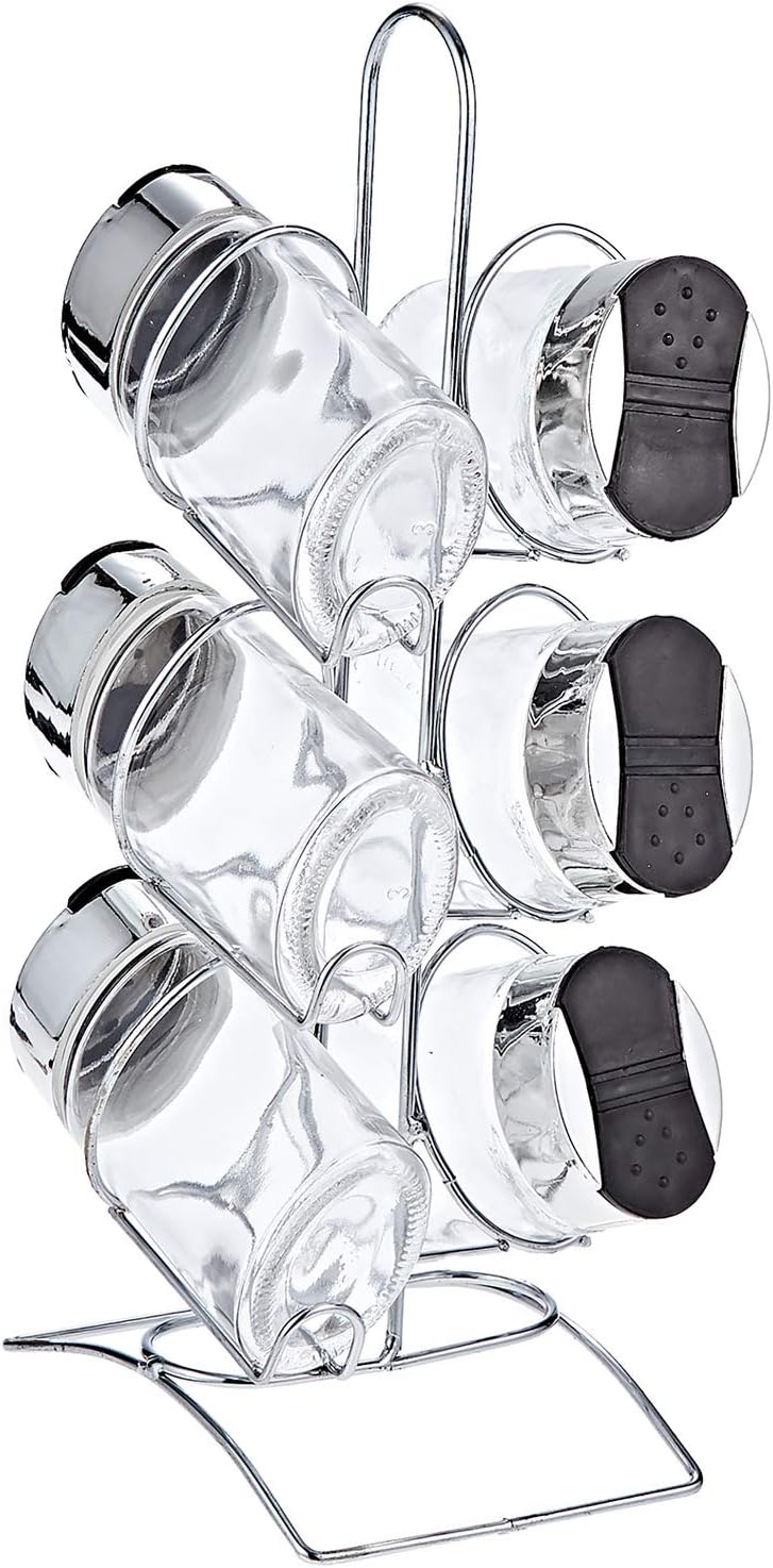 Harmony 6-Piece Flip-Top Spice Shaker Set with Metal Rack