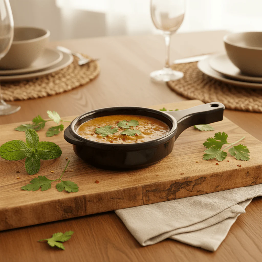 Harmony Black Melamine Serving Bowl with Handle 12 cm Durable Bowl for Serving Curry Snacks and Side Dishes with Easy Grip - Image 2