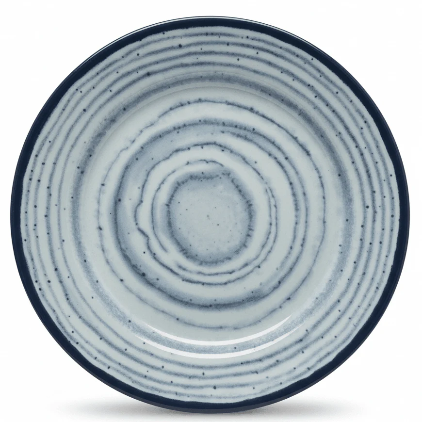Harmony Melamine Blue Elegant Pattern Round Dessert Plate Decorative Serving Plate for Cakes and Sweets – 7.5 Inch