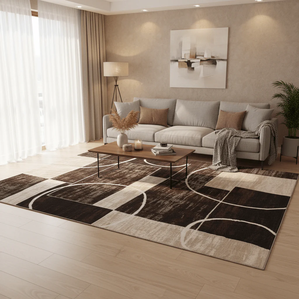 Harmony Kristal polyester Carpet – Brown & Dark Vizon Made in Turkey - 200×290 cm - Image 2