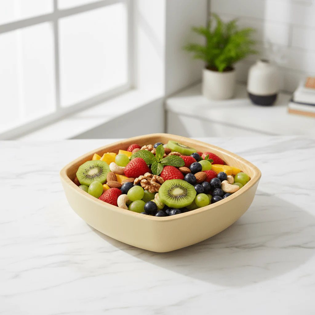 Harmony Elegant Wood Grain Square Melamine Serving Plate Premium Quality Dining 25×25 cm - Image 2