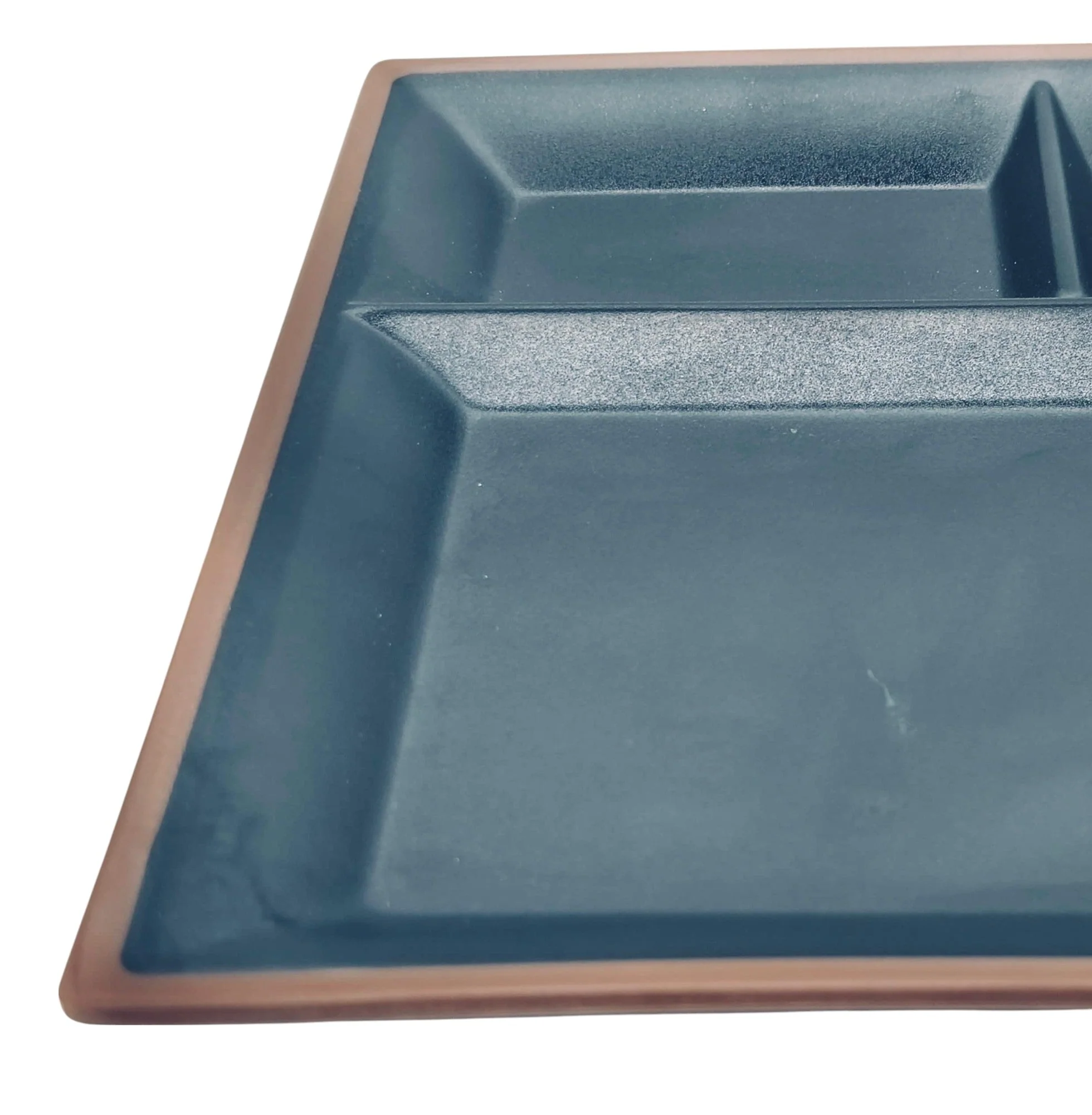 HARMONY Melamine Rectangular 4-Section Serving Plate 38cm*26cm*2cm, Brown/Black - Image 3