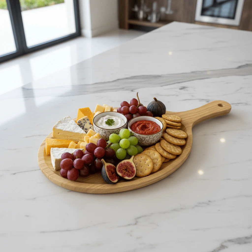 Harmony Oval Wood Grain Melamine Pizza Serving Plate Lightweight Durable 24×18 cm - Image 2