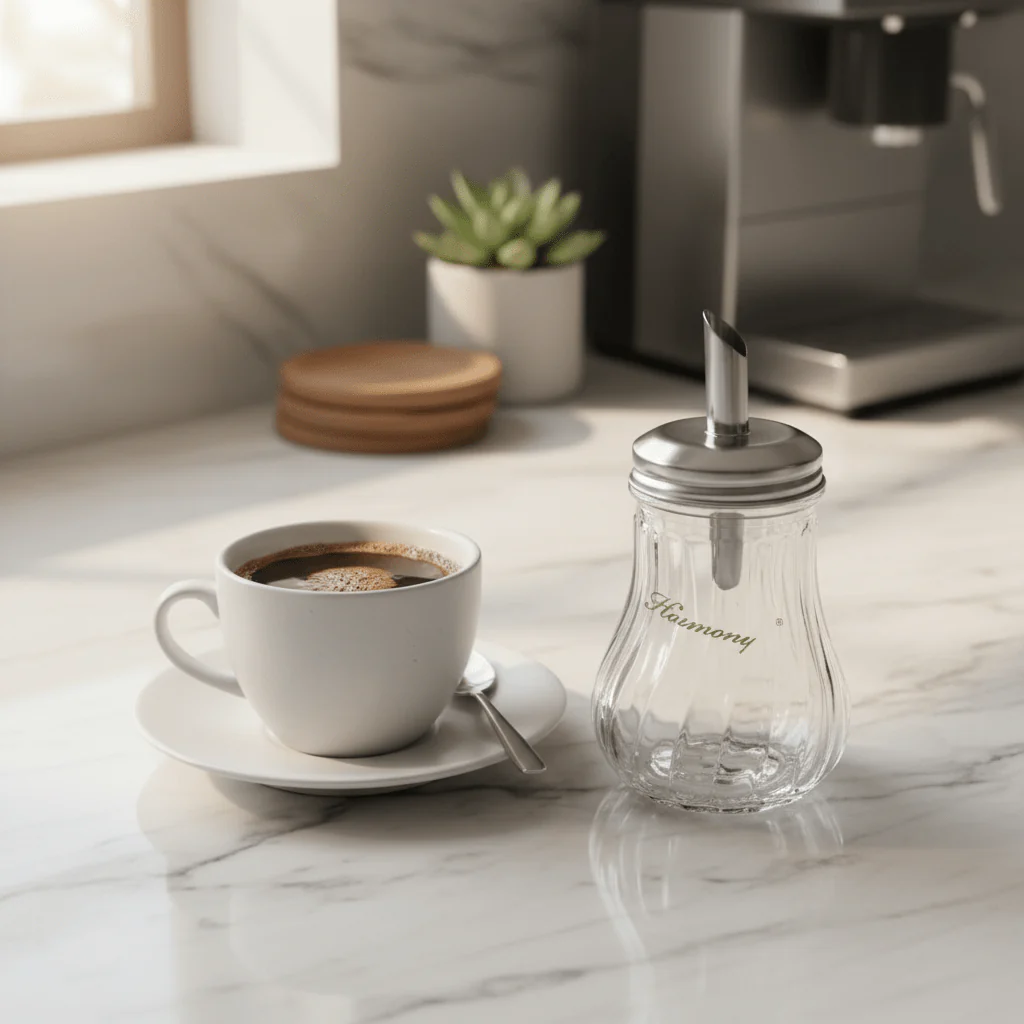 Harmony Premium Glass Sugar Doser with Rust-Resistant Silver Metal Lid for Kitchen & Tabletop – 250ml - Image 2