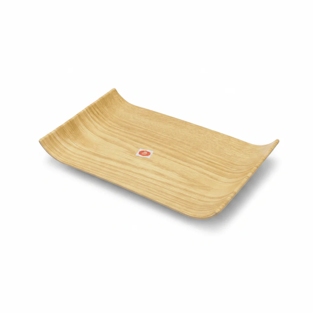Harmony Premium Wood Grain Rectangular Melamine Serving Plate Durable Food Safe 10.5 Inch - Image 3
