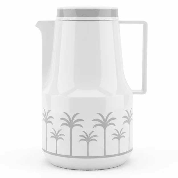 HB 1 Liter Thermal Vacuum Flask – White & Gray Double Wall Insulated Coffee & Tea Server