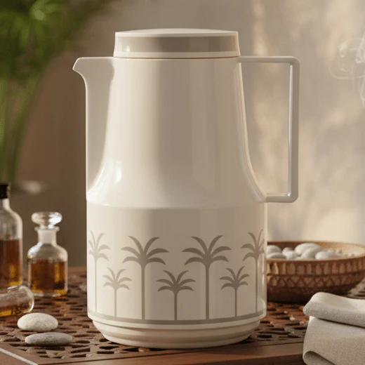 HB 1 Liter Thermal Vacuum Flask – White & Gray Double Wall Insulated Coffee & Tea Server - Image 2