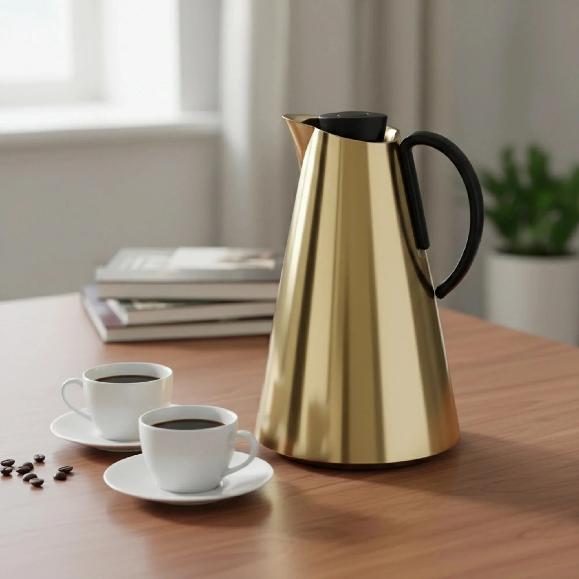 Luhpar HS-2505 2-Piece Set (1.0 L + 1.0 L) – Matt Gold with Black Handle - Image 2