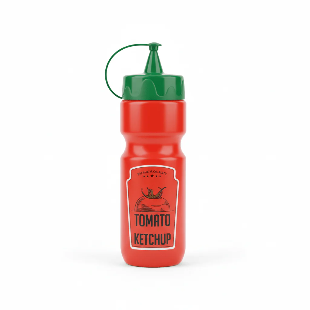 Herevi Plastic Patterned Ketchup Bottle-660ml-Red&Green