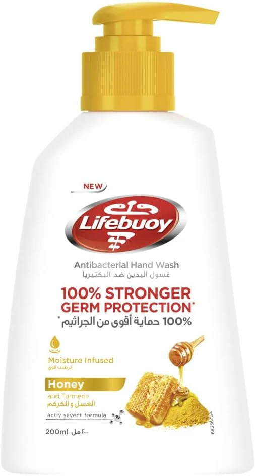 Lifebuoy Antibacterial Liquid Soap And Hand Wash, For Hand Hygiene, Honey And Tumeric, 100% Stronger Germ Protection*, 200ml