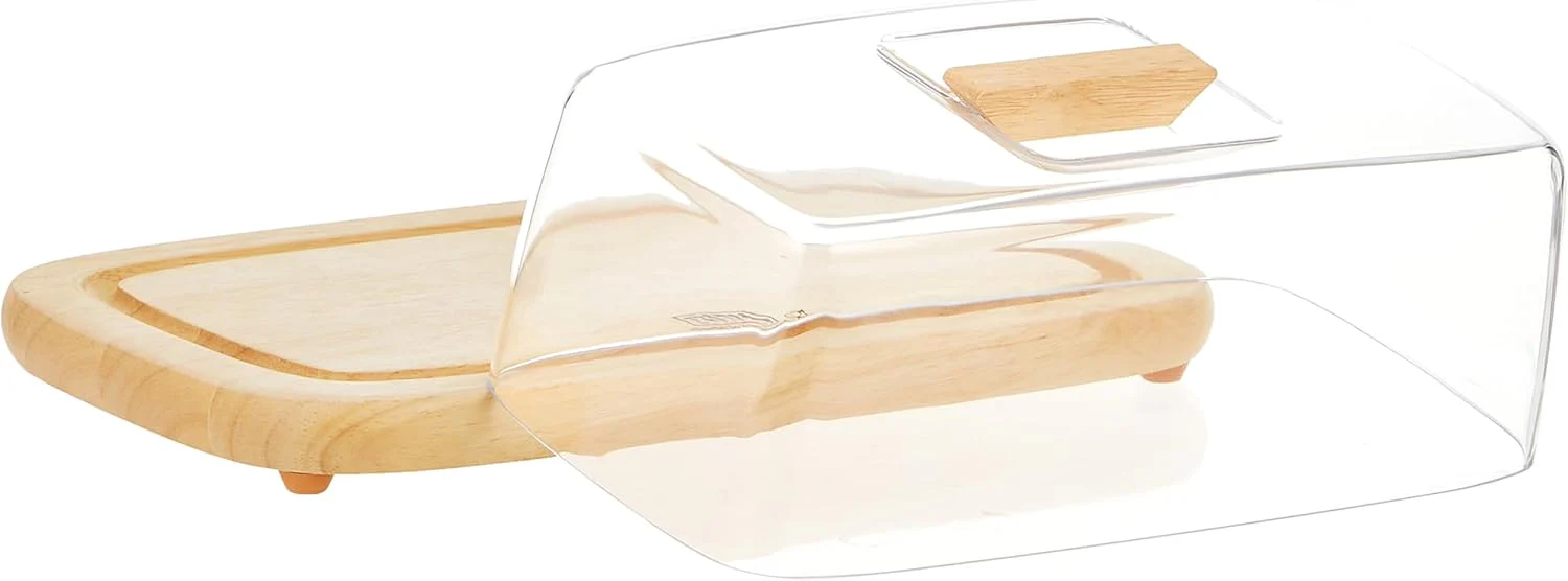 Billi Wooden Serving Tray, Cheese Dome With Acrylic Cover/ Lid, 30.5 X 17.5 X 12 Cm Wp 910, Beige - Image 3