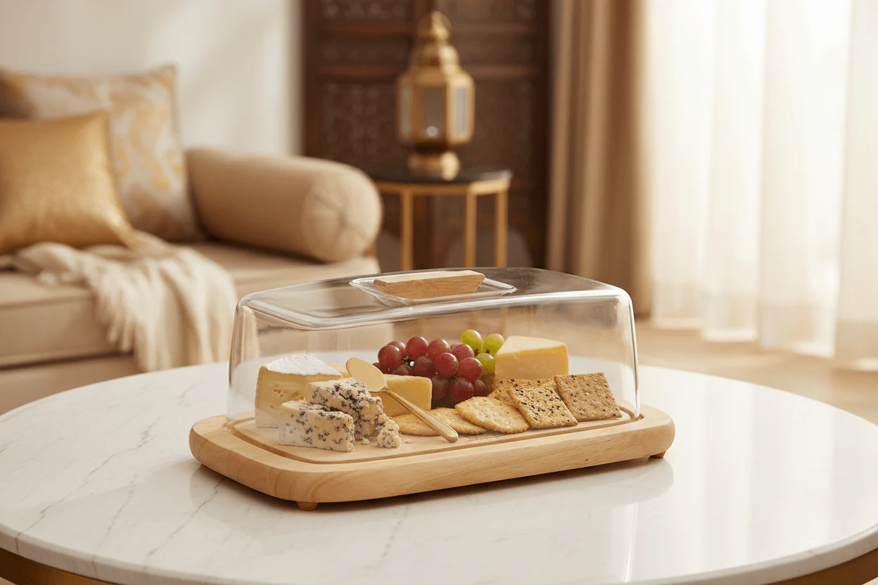 Billi Wooden Serving Tray, Cheese Dome With Acrylic Cover/ Lid, 30.5 X 17.5 X 12 Cm Wp 910, Beige - Image 4