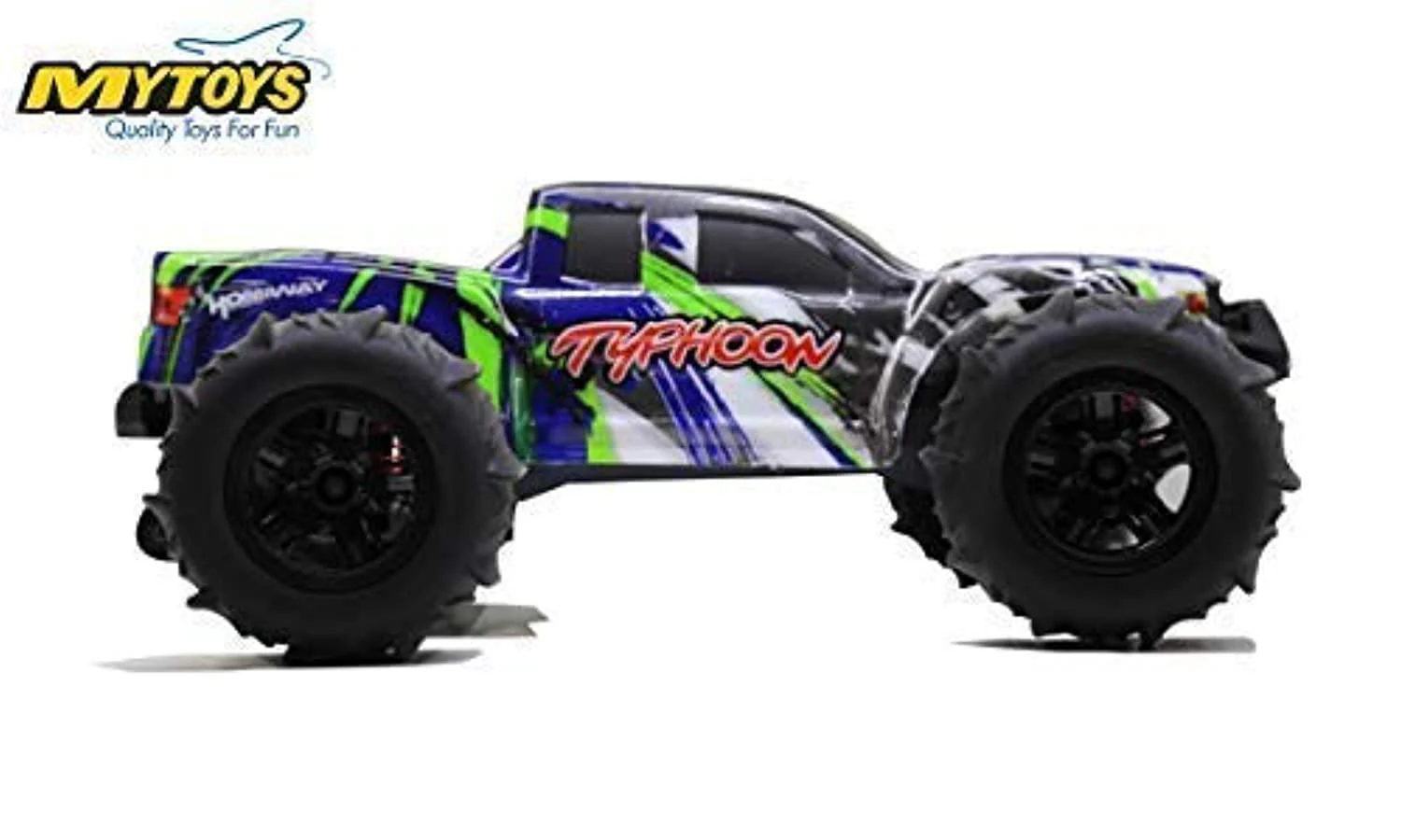 My Toys Typhoon 1:10 Scale 4WD Racing Car, 2.4GHz High Speed Radio Control, 3kg Analog Servo, 550 Power Motor, Gear Differential Design, Blue/Green, MT660-A - Image 2
