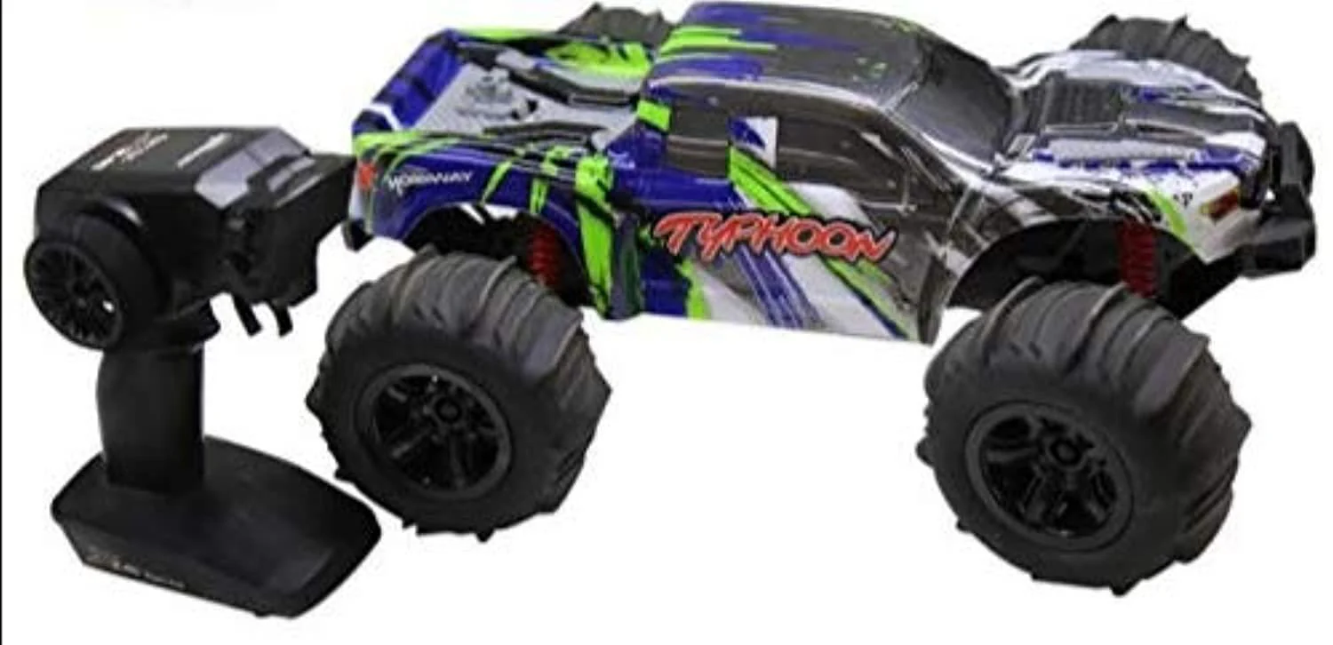 My Toys Typhoon 1:10 Scale 4WD Racing Car, 2.4GHz High Speed Radio Control, 3kg Analog Servo, 550 Power Motor, Gear Differential Design, Blue/Green, MT660-A - Image 3