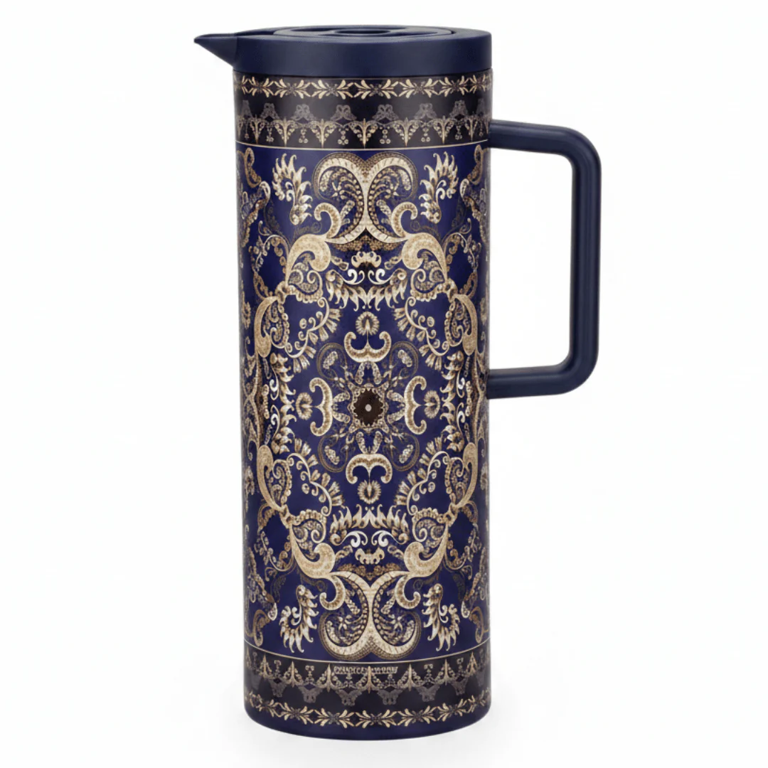 Hobby Lobby Navy Blue & Gold Vacuum Flask | Hot & Cold Beverage Server | 1 Litre