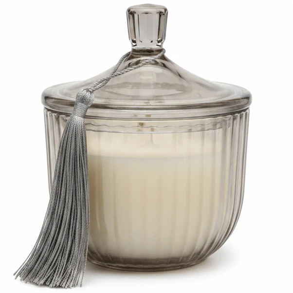 Home Fragrance Bay Leaf & Lime Refreshing Scented Candle with Premium Glass Jar – 10 cm