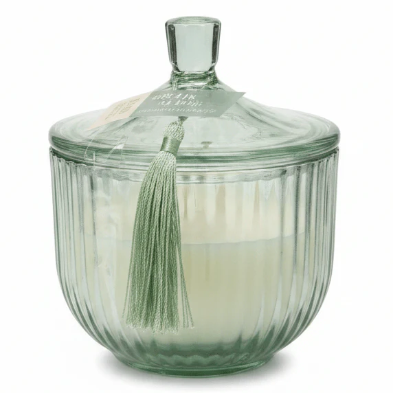 Home Fragrance Eucalyptus & Mint Aromatherapy Scented Candle with Elegant Glass Jar – 10 cm