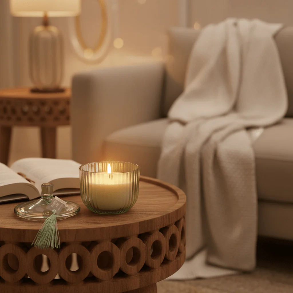 Home Fragrance Eucalyptus & Mint Aromatherapy Scented Candle with Elegant Glass Jar – 10 cm - Image 3