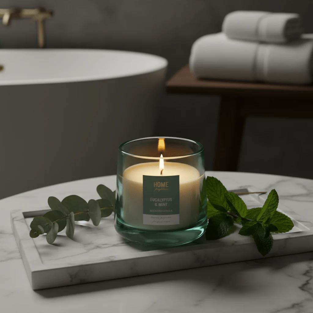 Home Fragrance Eucalyptus & Mint Spa Inspired Scented Candle for Relaxation – 12 × 10 cm - Image 3