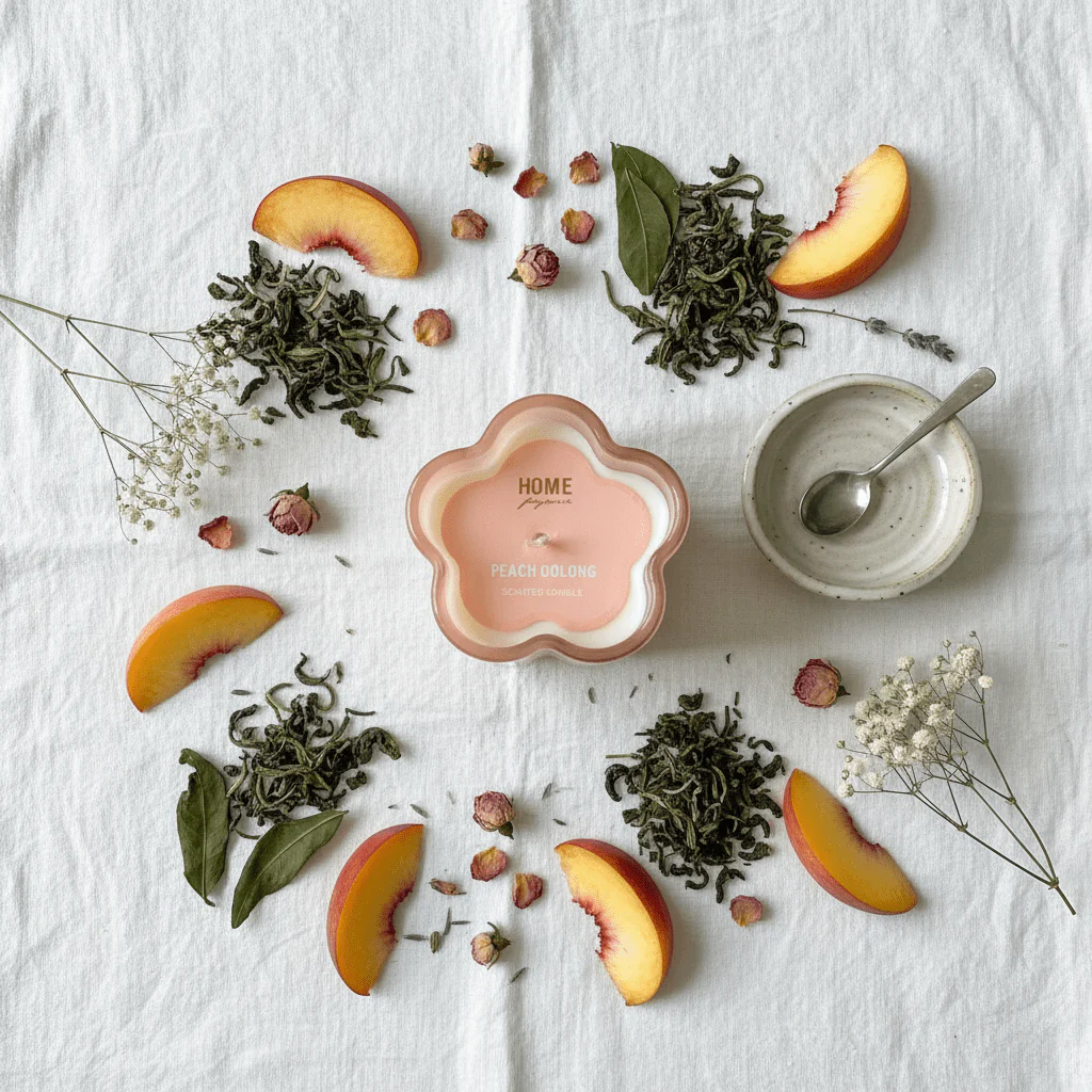 Home Fragrance Peach Oolong Relaxing Aroma Candle for Home Décor and Wellness – 8 × 6 cm - Image 3