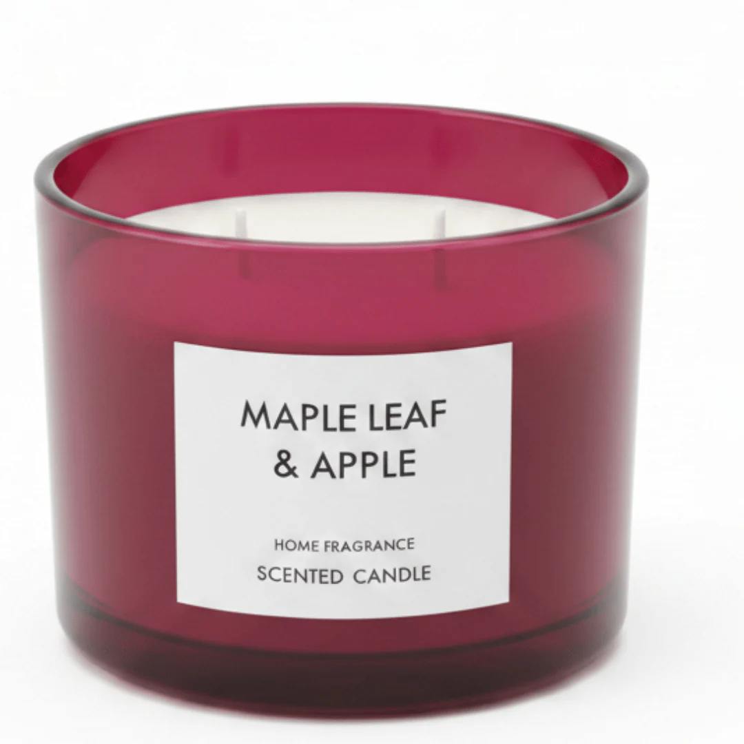 Home Fragrance Scented Candle in Glass Cup | 8×11 cm | Clean Cotton / Maple Leaf & Apple / Amber & Ginger Lily / Pear & Freesia - Image 2