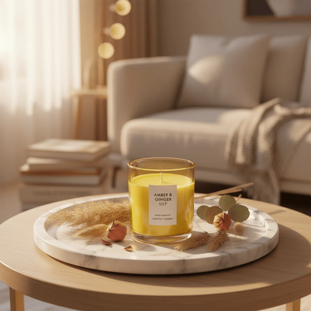 Home Fragrance Scented Candle in Glass Cup | Luxury Aromatherapy Candle | 8×7cm | Amber & Ginger Lily / Pear & Freesia / Clean Cotton / Maple Leaf & Apple - Image 2