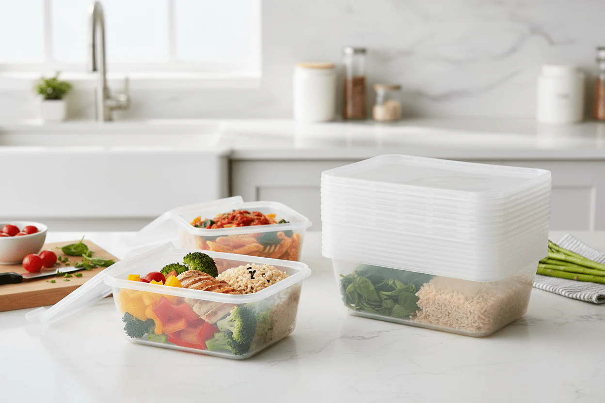 Hotpack 10pcs Rectangular Microwaveable Container with Lid 750ml - Image 4