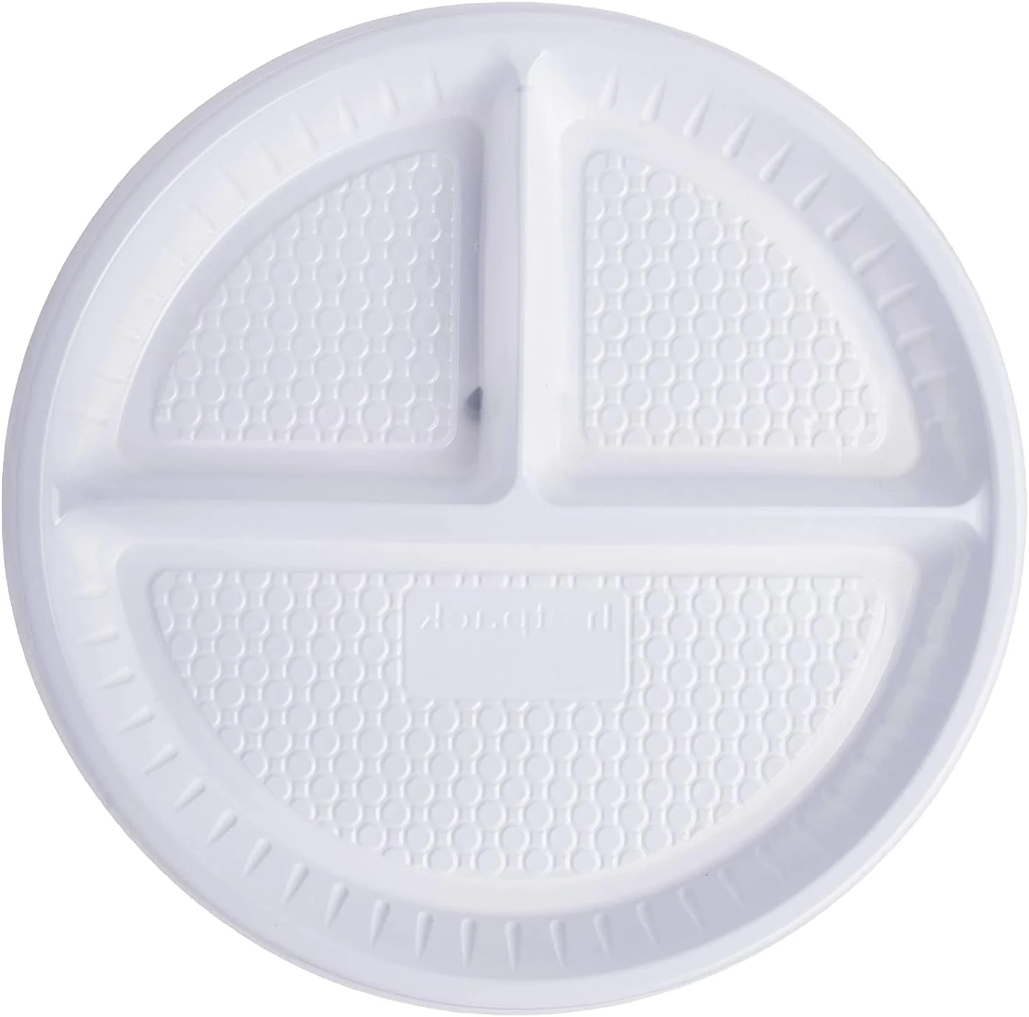 Hotpack 25pcs Round 3 Compartment Plastic Plate 10"