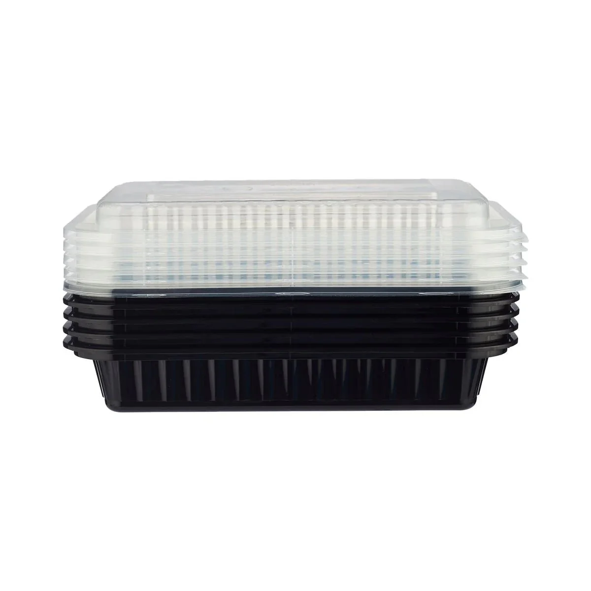 Hotpack Classique Range 5pcs Rectangular Black Base Container with Lid 28oz - Image 2