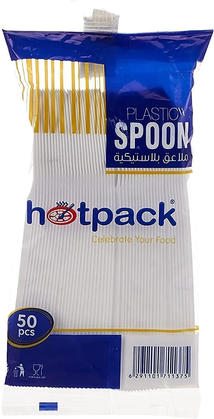 Hotpack Disposable Plastic Spoons 50pcs – White Finish