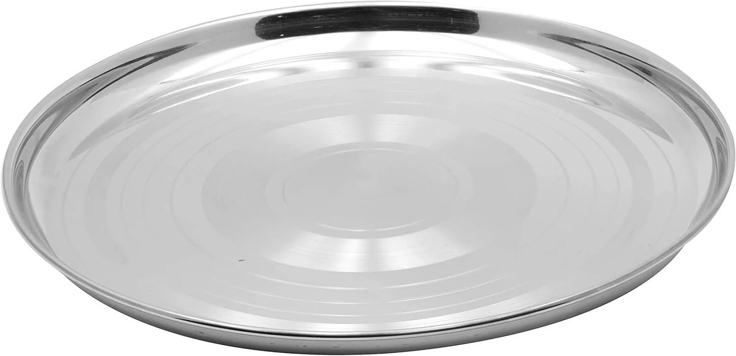 Raj Steel Dinner Plate 65cm – Silver | Stainless Steel Serving Thala | Rice Plate & Sharing Platter | RT0065