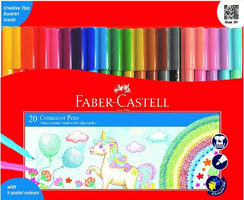 Faber-Castell Connector Felt Pens – 20 Colors with 5 Pastel Shades