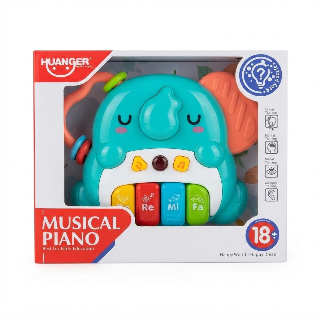 Huanger Musical Piano Elephant Baby Toy – Early Education Keyboard with Lights & Sounds (Do Re Mi Fa)