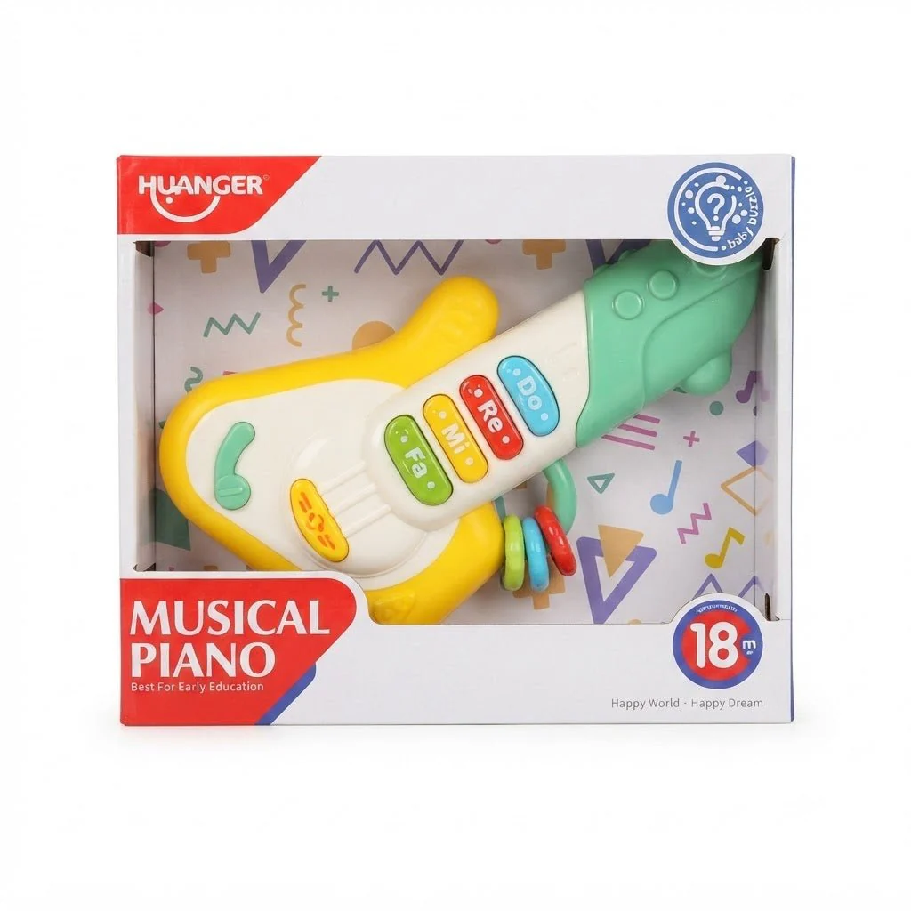 Huanger Musical Piano Guitar Toy for Babies & Toddlers – Early Education Instrument with Do Re Mi Keys & String Beads (18M+)