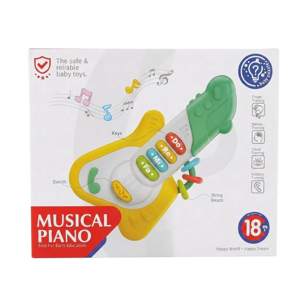 Huanger Musical Piano Guitar Toy for Babies & Toddlers – Early Education Instrument with Do Re Mi Keys & String Beads (18M+) - Image 2