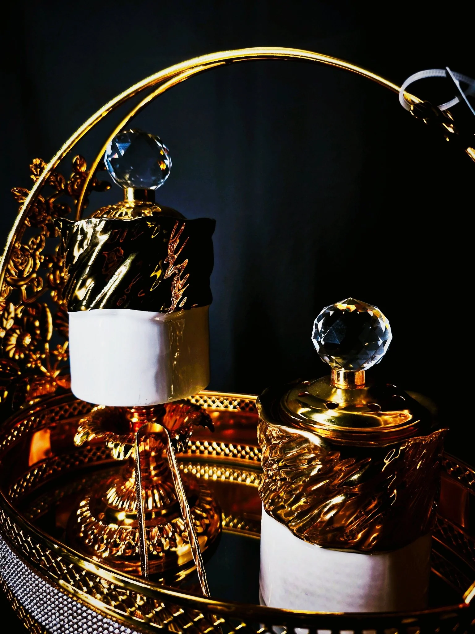 Incense Burner With Tray Set Golden White - Image 2