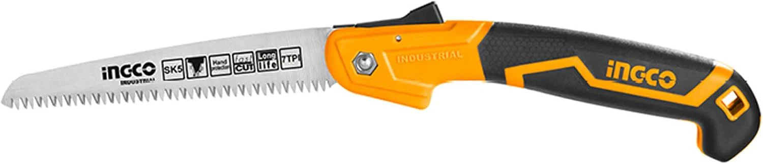 Ingco 7-Inch Folding Saw with Triple-Cut SK5 Steel Blade, Anti-Slip Handle for Pruning & Trimming, HFSW1808