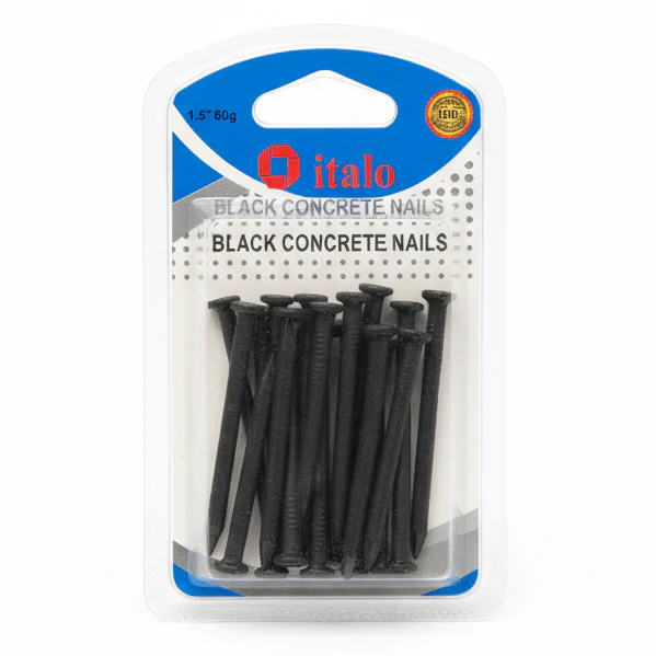Italo Black Concrete Nails 1.5" – 60g Pack (B115)