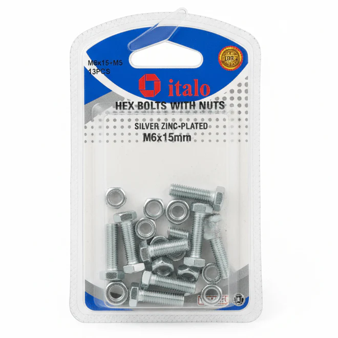 Italo 13pcs Hex Bolts with Nuts Set – M5x16 + M5