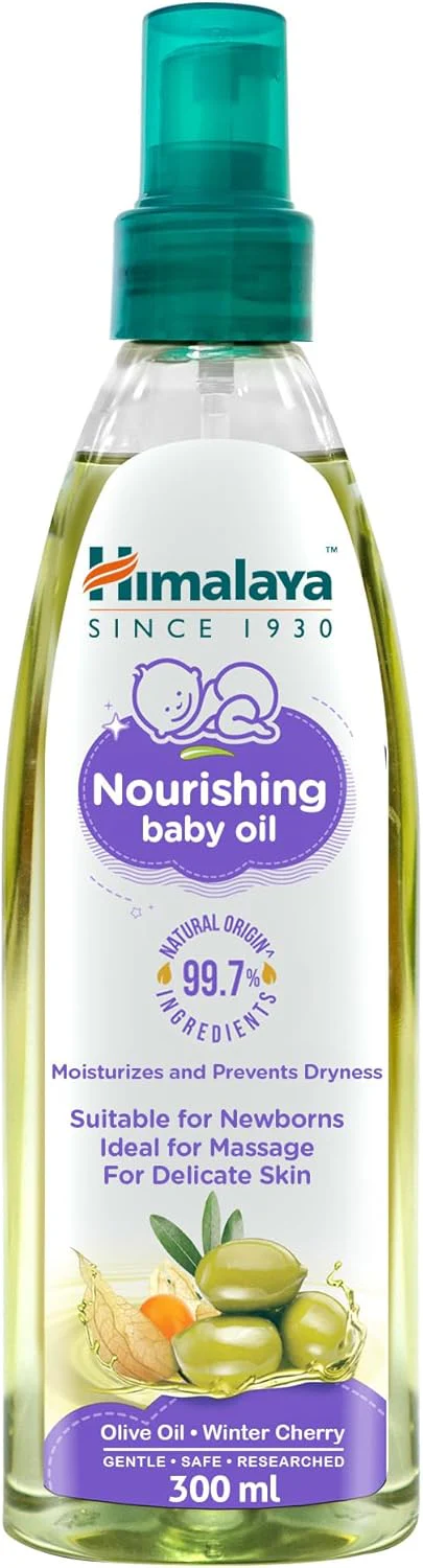 Himalaya Nourishing Baby Oil 300ml – Olive Oil & Winter Cherry | Pump Dispenser