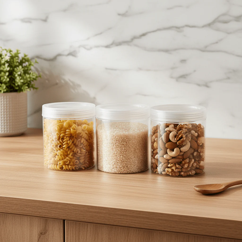 Jiham 3-Piece Clear Plastic Jar Set - 850ml - 10×12 cm - Image 4